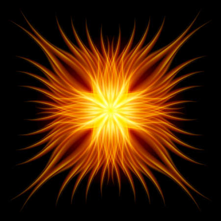 Fire flower number two. Illustration on black background for designのイラスト素材