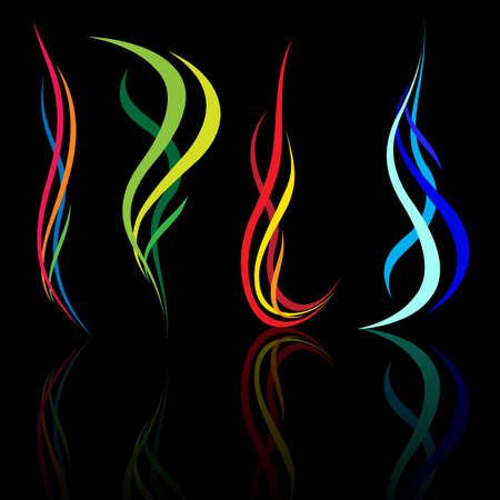 Set of abstract fire isolated on black background for designのイラスト素材