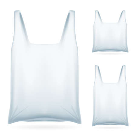 Set of White Plastic Bag on White Background for designのイラスト素材