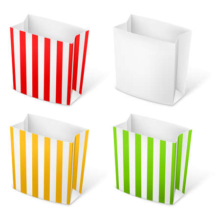Set of Stripped color Paper Bags. Illustration on white backgroundのイラスト素材