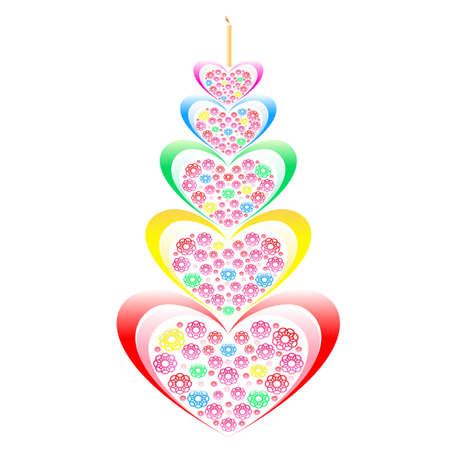 Flowers in the form of a hearts. Illustration on white backgroundのイラスト素材