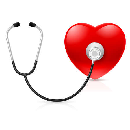 Stethoscope and heart. Illustration on white backgroundのイラスト素材
