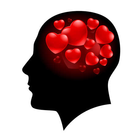 A Man with Hearts in his head and Valentine love on his mindのイラスト素材