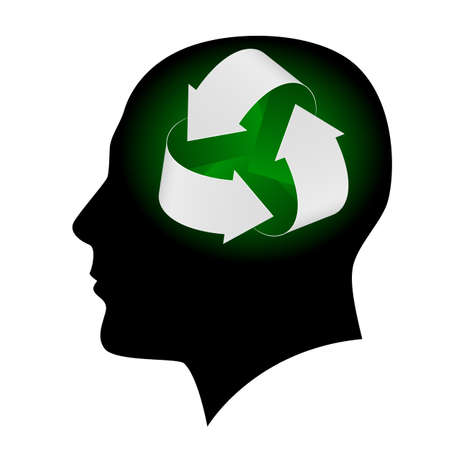 Ecology symbol in human head. Illustration on white background  for designのイラスト素材