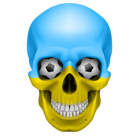 Human Skull with Soccer balls for eyes. Illustration on white background for designのイラスト素材