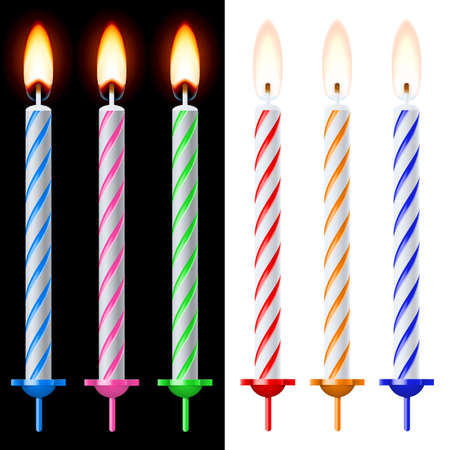 Colorful holiday candles. Illustration on black and white background のイラスト素材