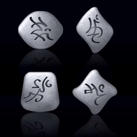 Runic Stones with Magical Spells. Set number Three on blackのイラスト素材