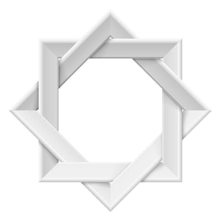 Realistic white frame. Form of the number four. Illustration on white background