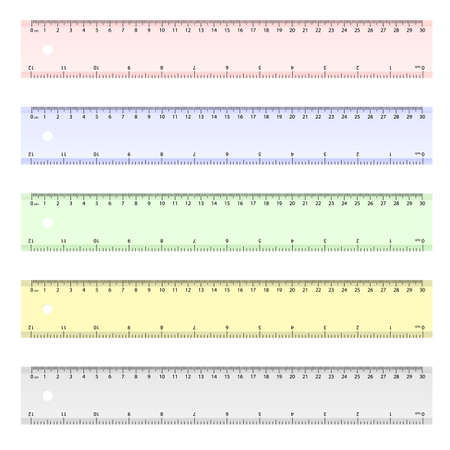 Centimeter and inch ruler.  Illustration on white background のイラスト素材