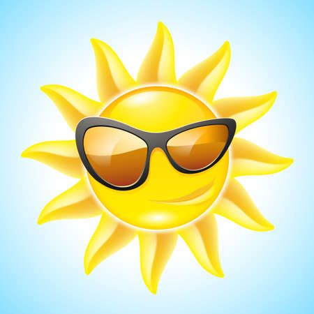 Cartoon Funny Sun with Sunglasses. See other images in my portfolioのイラスト素材