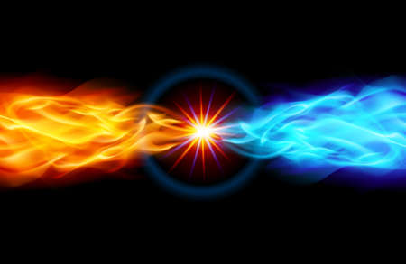 Star with Red and Blue Flame tail in Spaceのイラスト素材