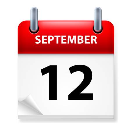 Twelfth September in Calendar icon on white backgroundのイラスト素材