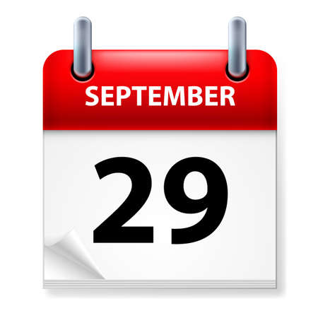 Twenty-ninth September in Calendar icon on white backgroundのイラスト素材