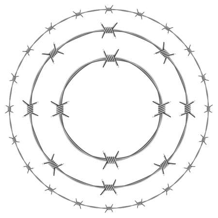 Barbed Wire Circles. Illustration on white backgroundのイラスト素材