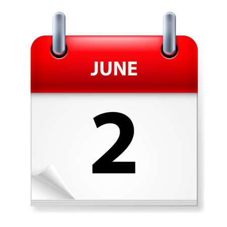 Second June in Calendar icon on white backgroundのイラスト素材