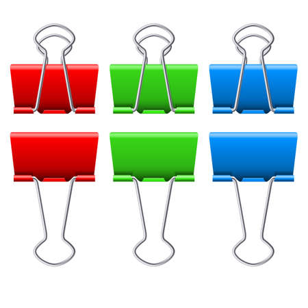 Color binder clips. Illustration on white backgroundのイラスト素材