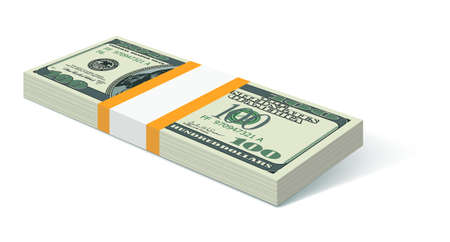 Stack of United States US one hundred dollarsのイラスト素材