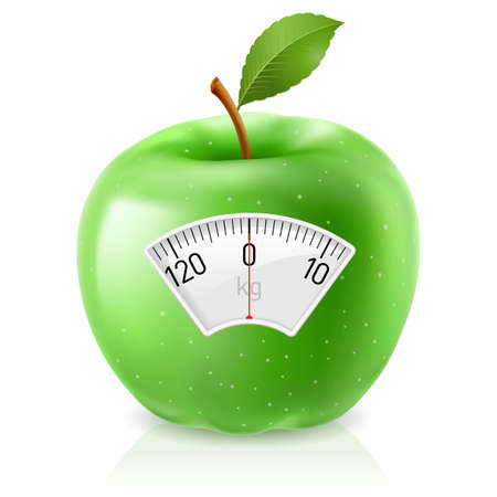 Green Apple With Scale for a Weighing Machineのイラスト素材