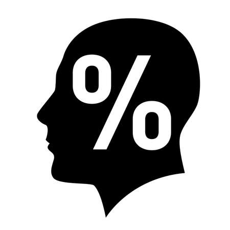 Human head with percent sign symbol on whiteのイラスト素材