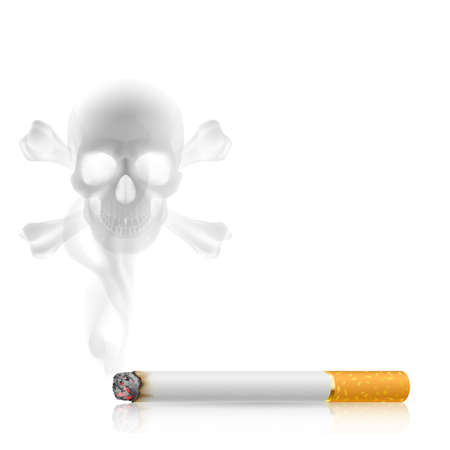Skull shaped smoke  from cigarette のイラスト素材