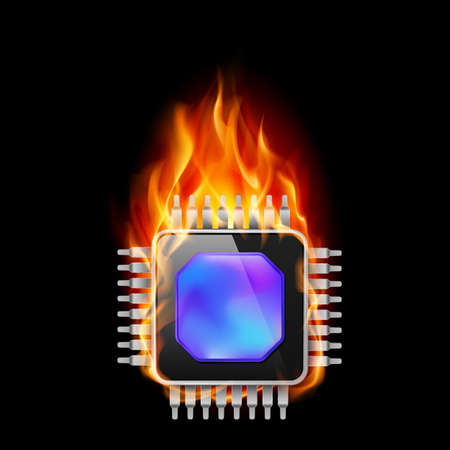 Burning Processor. Illustration on black background