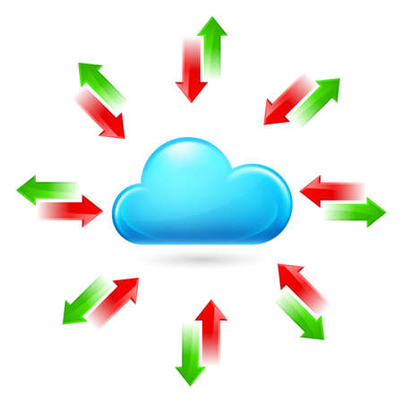 Cloud with Arrows. Illustration on white backgroundのイラスト素材