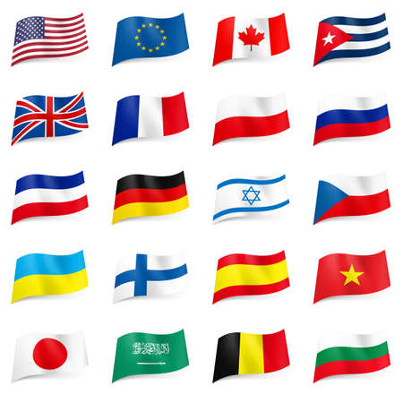 Set World flags icons. Illustration on whiteのイラスト素材