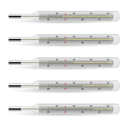Medical glass mercury thermometer. Illustration on whiteのイラスト素材