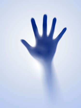 Open hand in the blue mist. Illustration of designerのイラスト素材