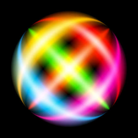 Abstract Rainbow Ray. Sphere. Illustration on blackのイラスト素材