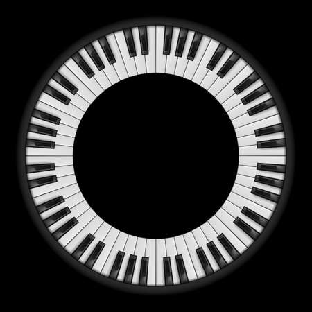 Piano keys. Circular illustration, for creative design on blackのイラスト素材