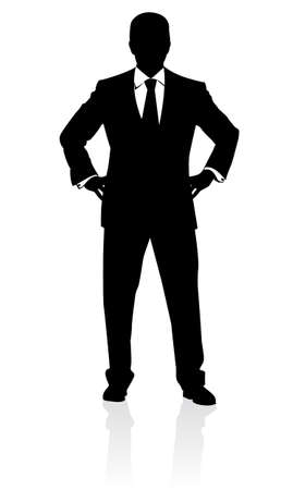 Business man in suit and tie silhouette. Illustration on whiteのイラスト素材