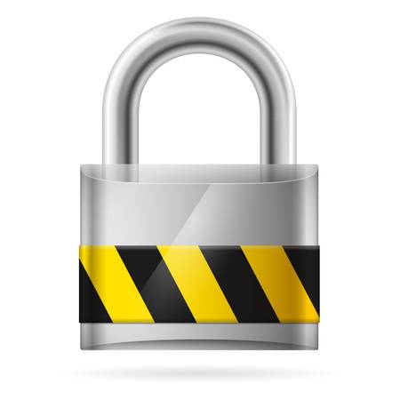 Security concept with locked  pad lock on whiteのイラスト素材