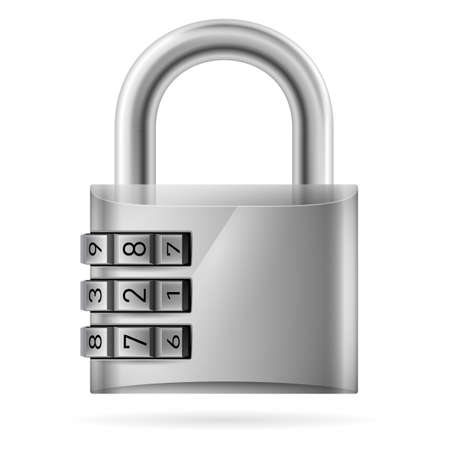Security concept with locked combination pad lock. Illustration of designer のイラスト素材