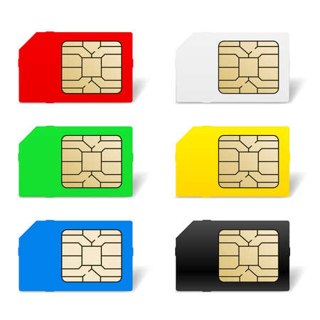 Sim card set. Illustration of designer on white backgroundのイラスト素材