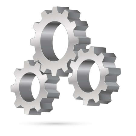 Chrome gearwheel. Illustration on white backgroundのイラスト素材