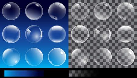Set of transparent bubbles. Illustration without textのイラスト素材