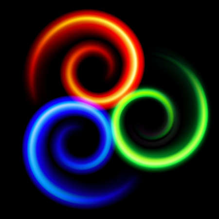 Three an abstract colorful Swirls. Illustration on blackのイラスト素材