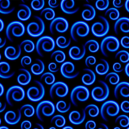 Seamless texture of abstract Blue Swirls. Illustration on blackのイラスト素材