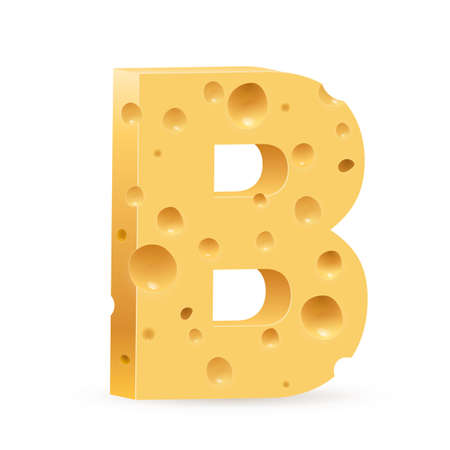 Cheese font B letter. Illustration on whiteのイラスト素材
