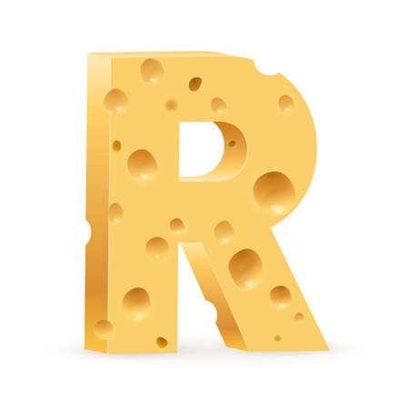 Cheese font R letter. Illustration on white.のイラスト素材