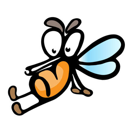 Cartoon mosquito.  Illustration on white background for designのイラスト素材