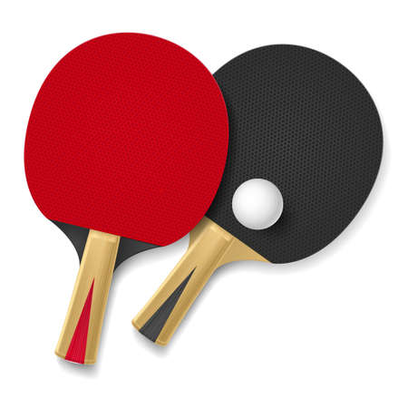 Two rackets for playing table tennis.  Illustration on white backgroundのイラスト素材