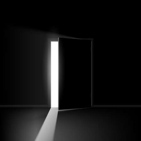 Open door. Illustration on black background for creative designのイラスト素材