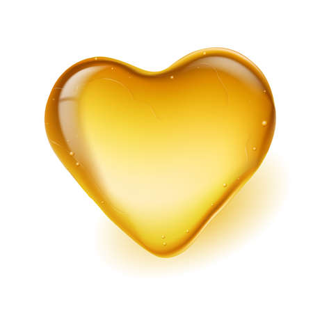 Realistic amber in a heart shape. Illustration on white backgroundのイラスト素材