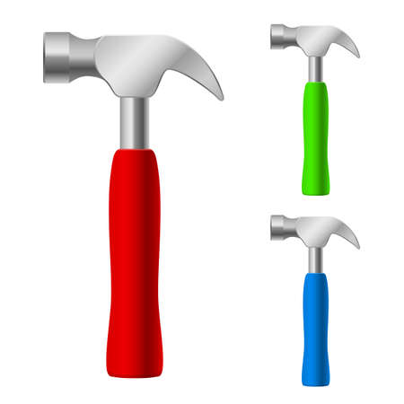 Multi-colored hammers. Illustration on white backgroundのイラスト素材