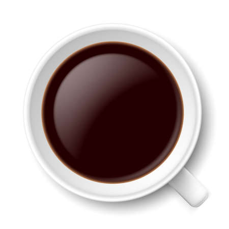 Top view of mug with coffe. Illustration on white background for design.のイラスト素材