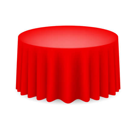 Red Dining table with tablecloth. Illustration on whiteのイラスト素材