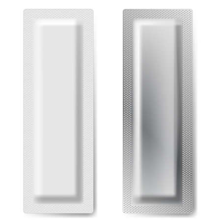 Two Blank Foil Packaging Coffee, Salt, Pepper Or Spices Stick Plastic Pack Ready For Your Design  Snack Product Packingのイラスト素材