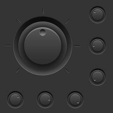 Black control panel with switches. Illustration for interface designのイラスト素材